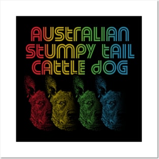 Cool Retro Groovy Australian Stumpy Tail Cattle Dog Posters and Art